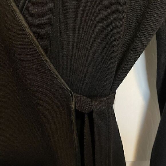 Jones NY Signature Black Wrap Dressy Tie Ribbon Trim Long Sleeve Sweater SIZE S - Picture 4 of 8